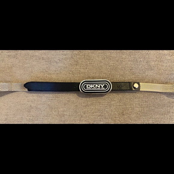 VINTAGE DKNY GOLD AND LEATHER ADJUSTABLE BELT LG - Picture 3 of 6